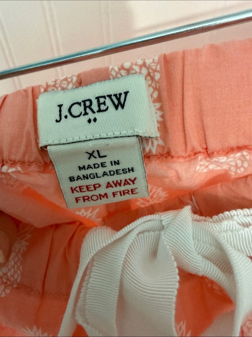 J Crew Cotton Short Slv XL Pajamas & Shorts Peach w/ Pineapple Print EUC - Picture 5 of 10